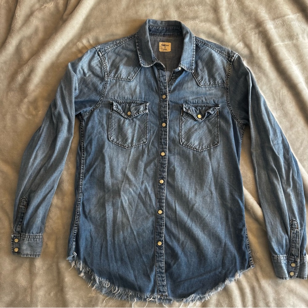 GAP Blue Denim Button Down Shirt